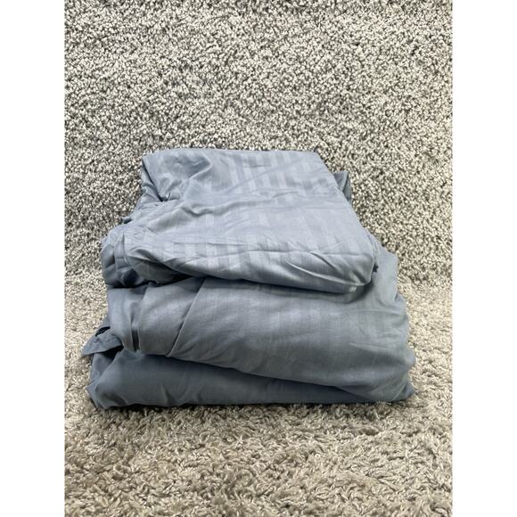 King Size Extra Soft 4 Piece Sheet Set Grey Striped Polyester Home Bedroom - Picture 7 of 9